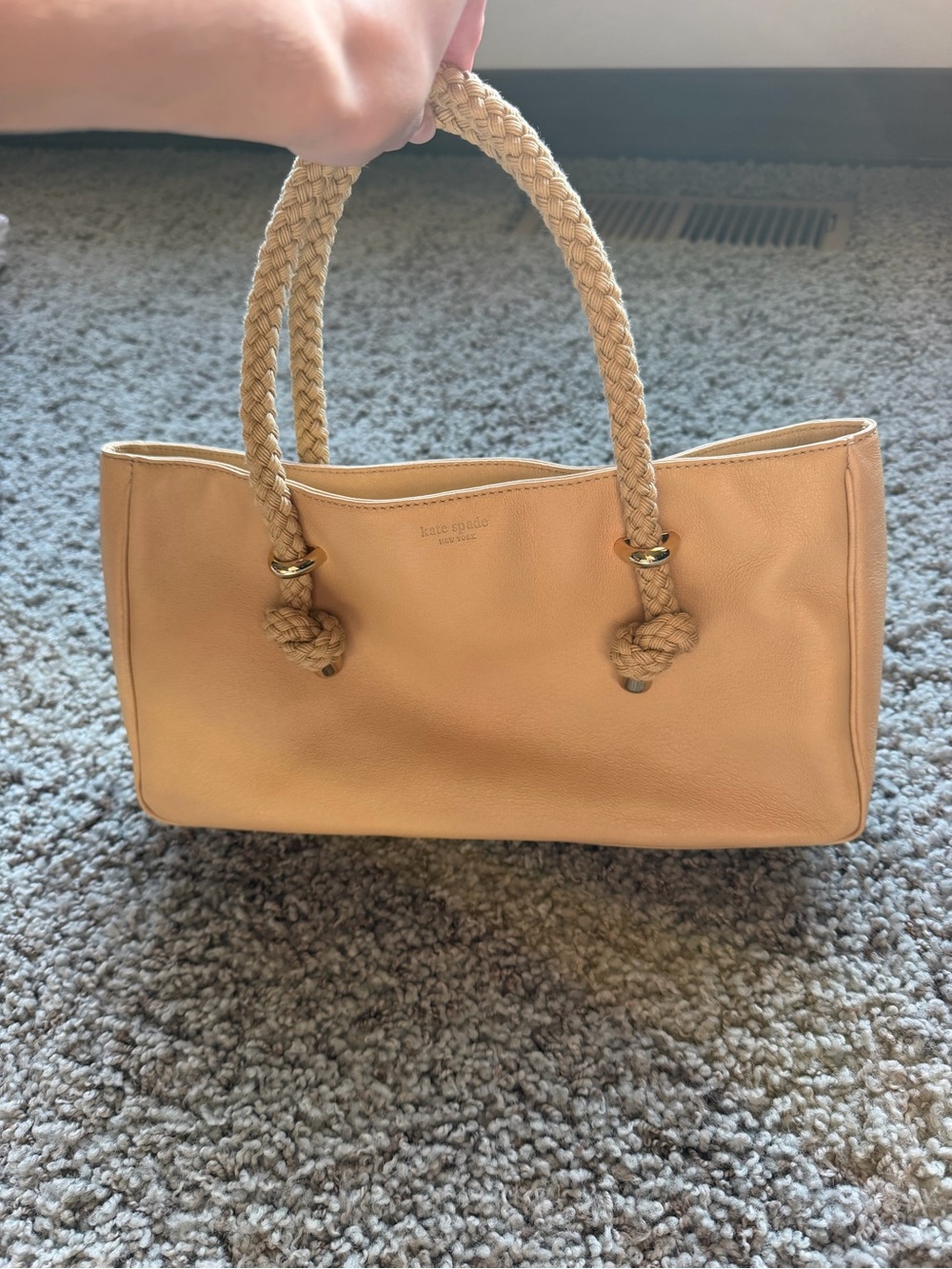 kate spade Beige Leather Tote with Braided Handles